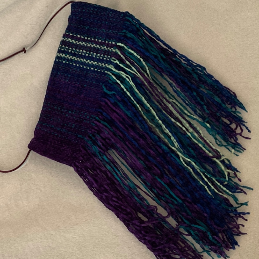 Beautiful, colourful, woven crossbody bag with fringe